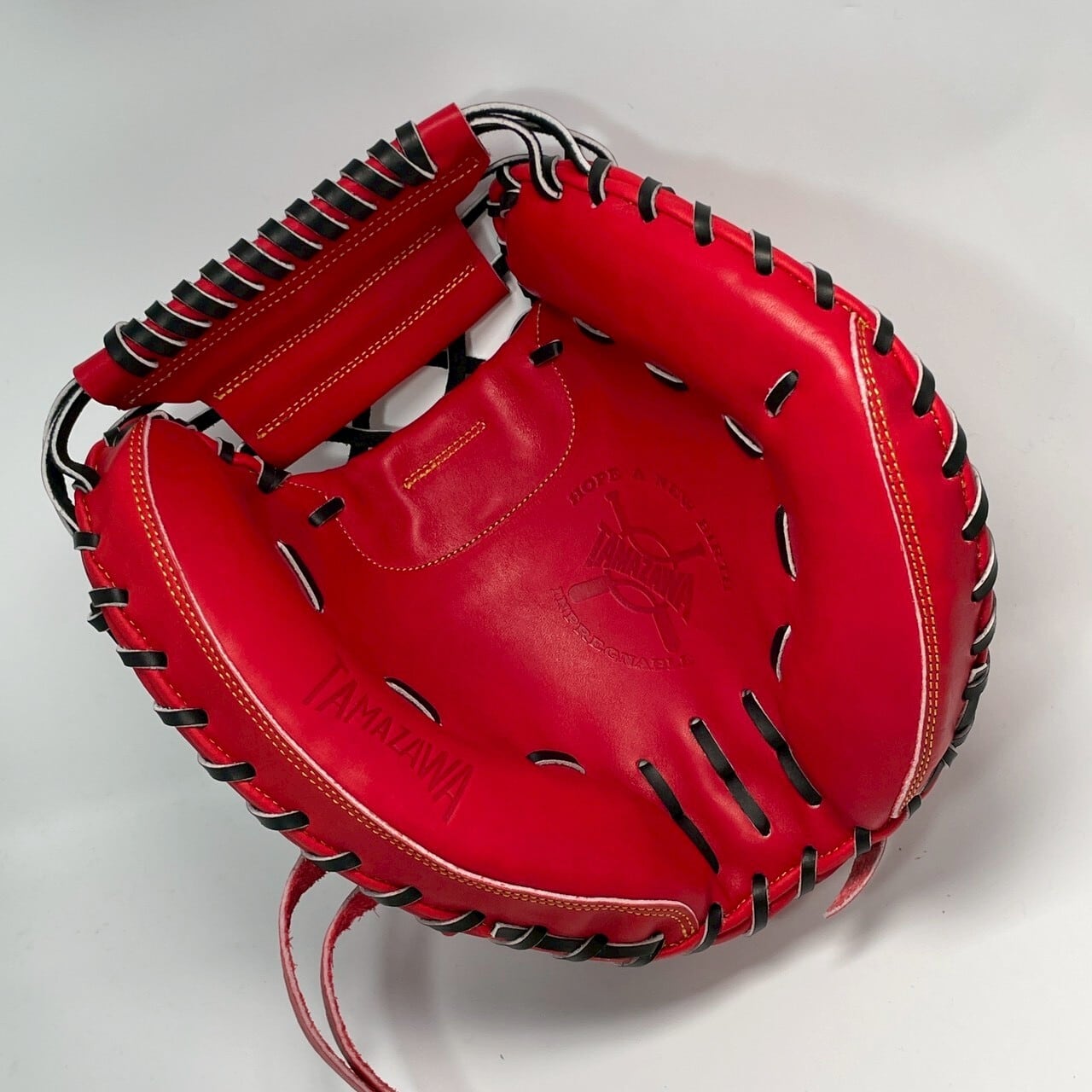 【硬式】玉澤 キャッチャーミット DELUXE TKC-NU2DX型(本体:Rオレンジ 紐:ブラック)タマザワ_04