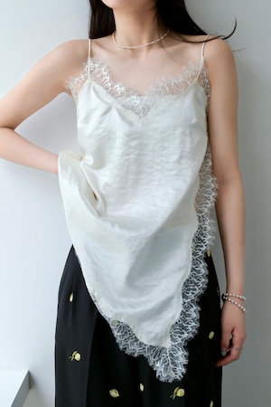 CREDONA SATIN LACE CAMI サテンレースキャミ White