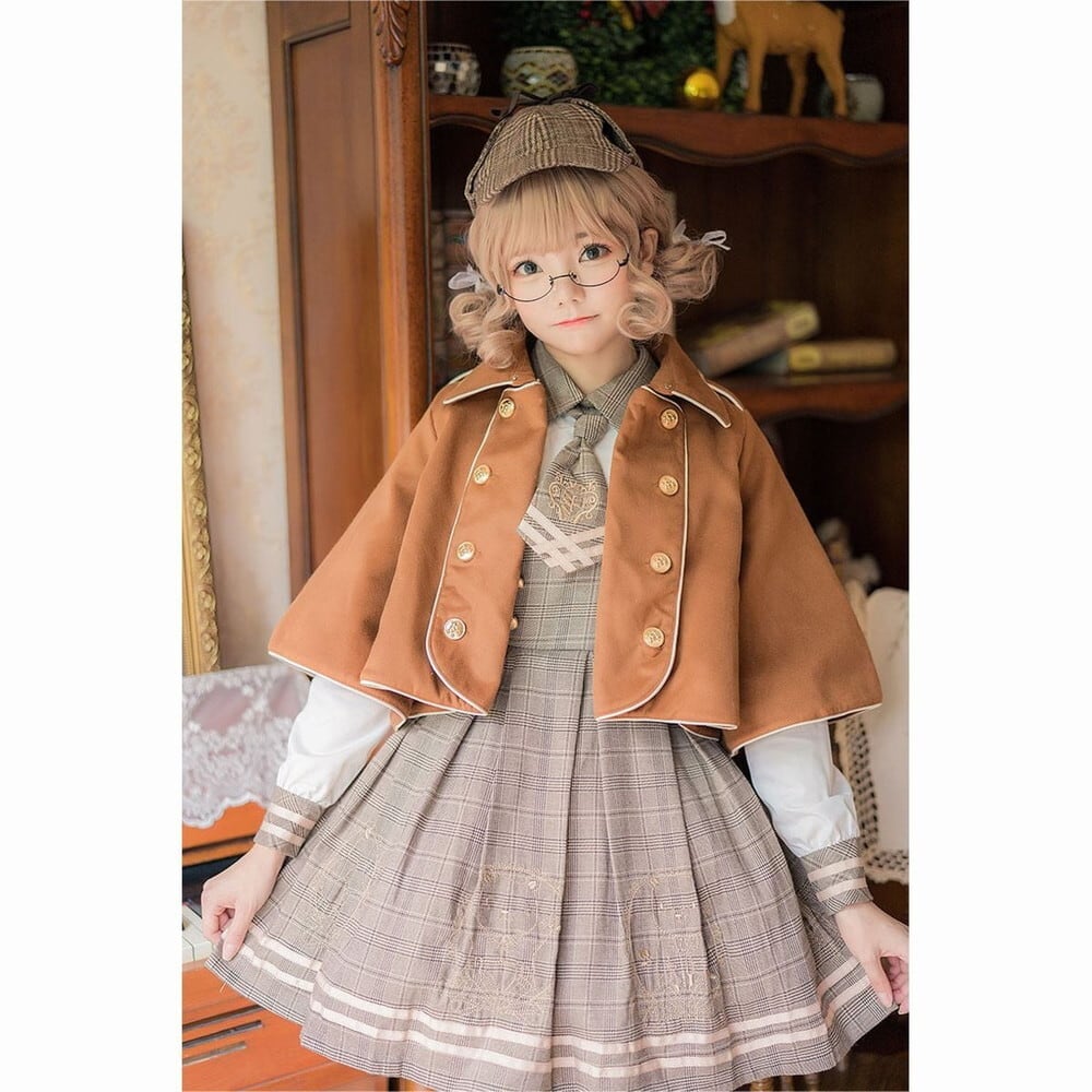 クラロリ セットアップ ケープ×チェックワンピース 英国制服風｜WithU