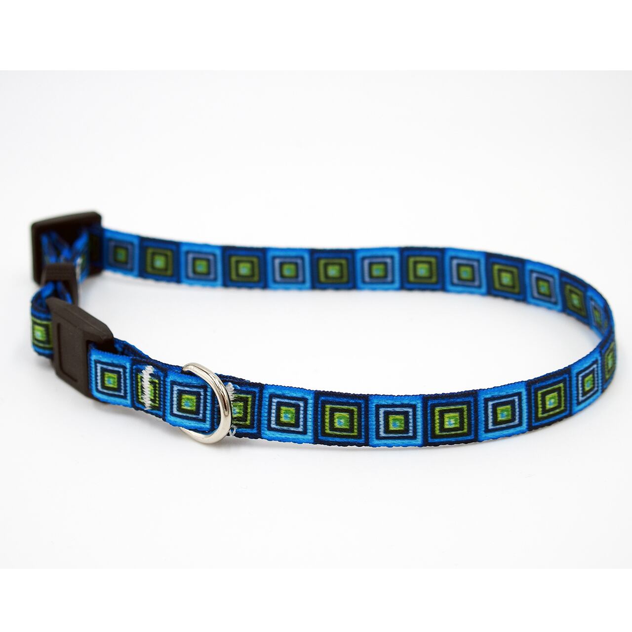 猫さん用首輪　ブルーブロック  - Yellow Dog Design