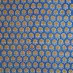 ブロックプリント生地【50cm単位】インド綿 小花柄 ブルー×黄色 #52616-BL2