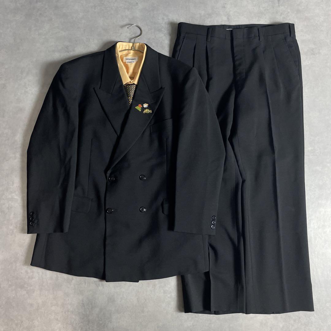 90s ヴィンテージ スーツ ダブル セットアップ 成人式vol.121オレンジ