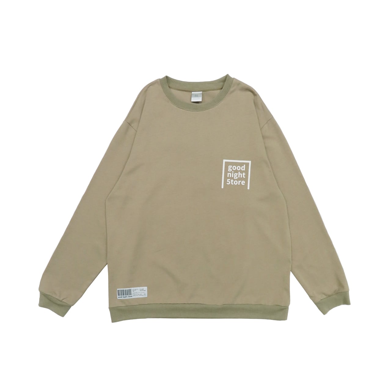 GN463 long T-shirt patch logo beige