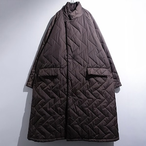"ZUCCa" Brown Diagonal Design Quilted Long Coat