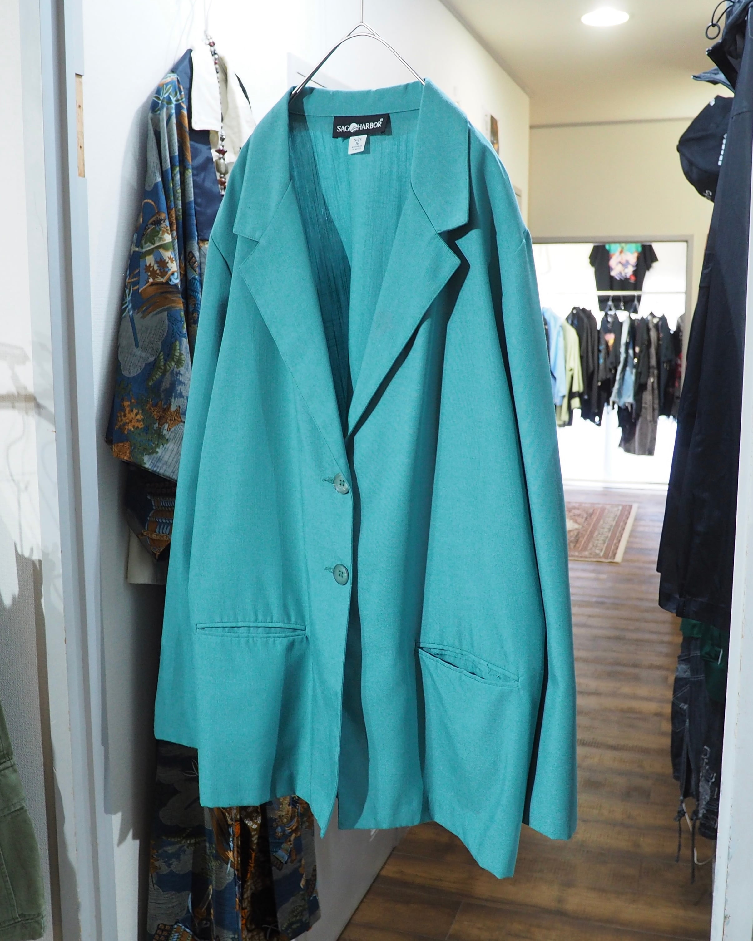 1990s " SAGHARBOR " Beautiful Turquoise Green Color vintage loose Easy jacket