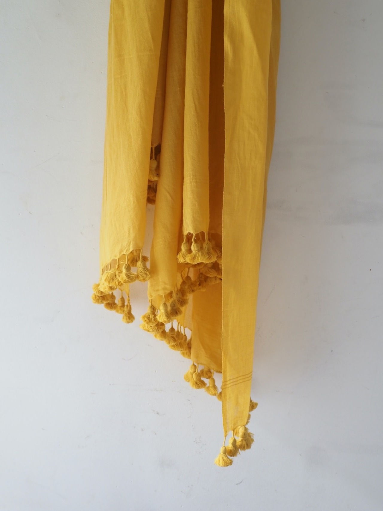 silk cotton shawl with pompom