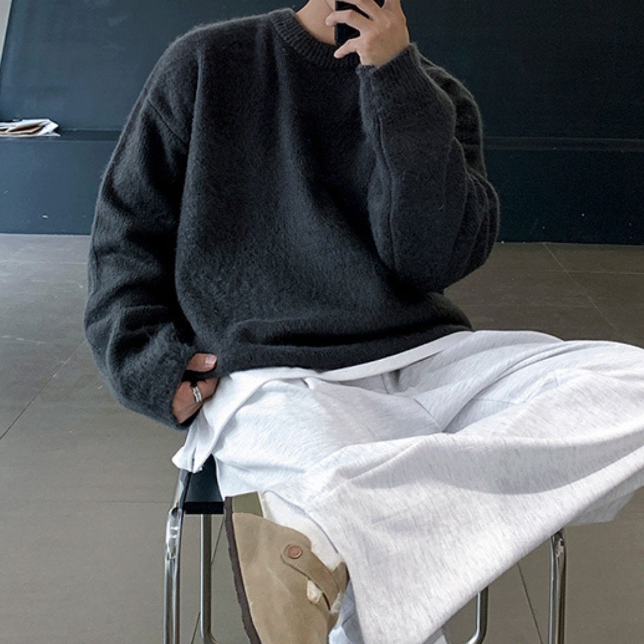 シンプルラウンドネックニット　MT0080360