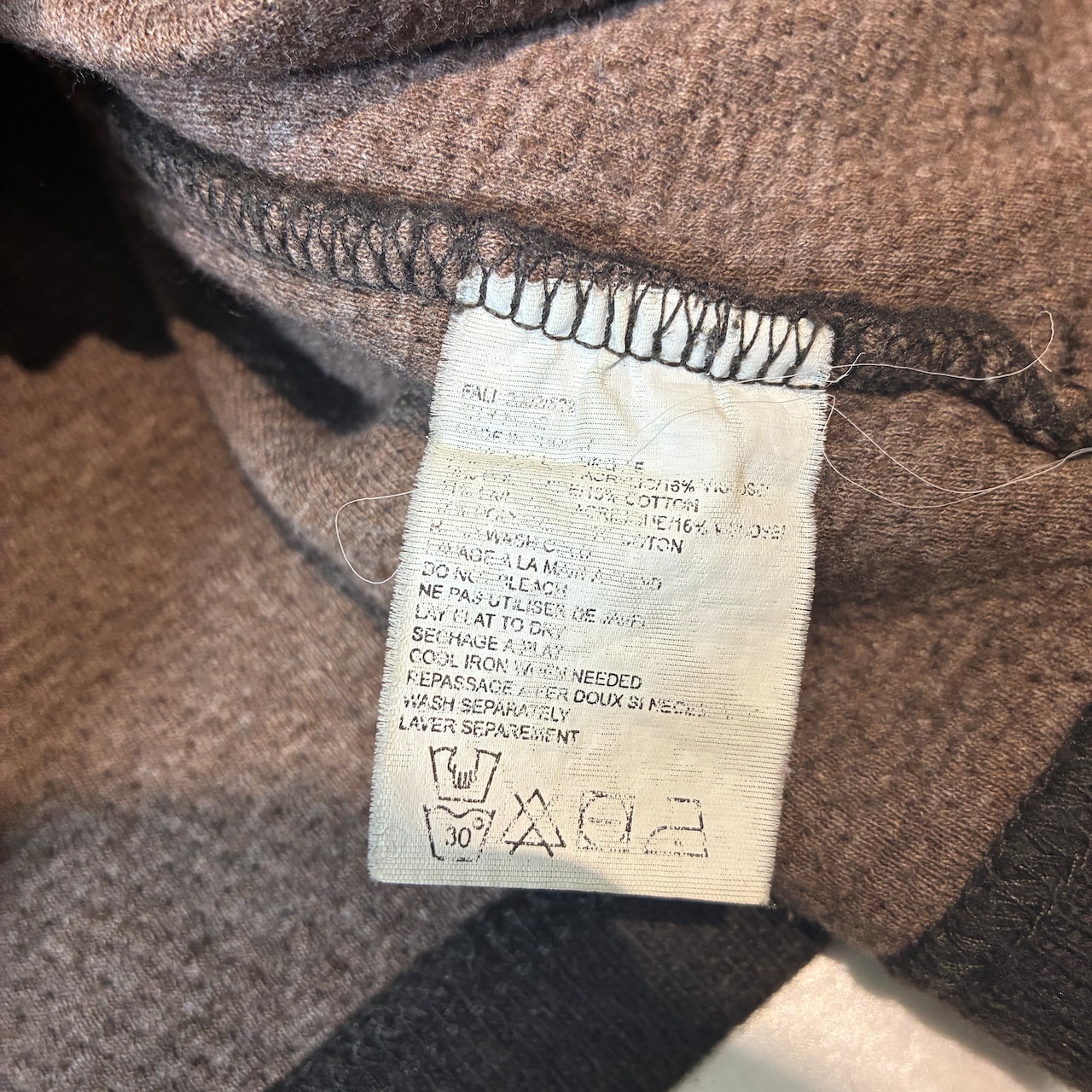 90s Timberland ウール混ニットジップパーカー ティンバー ブラウン フーディー M