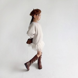 秋チュール裾スウェットワンピース