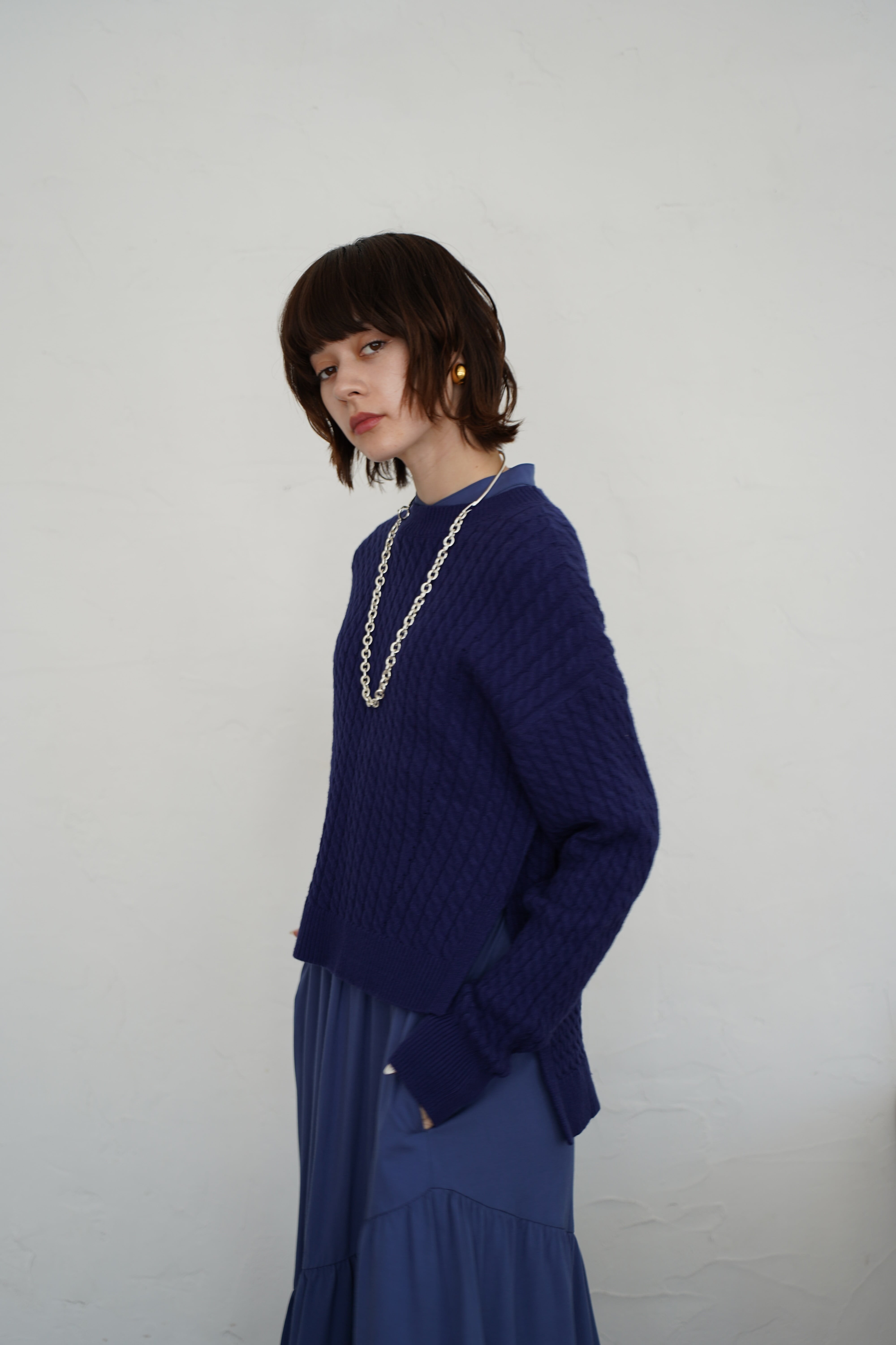 CIEL'AIR ] KNIT LAYERED SHIRT DRESS-