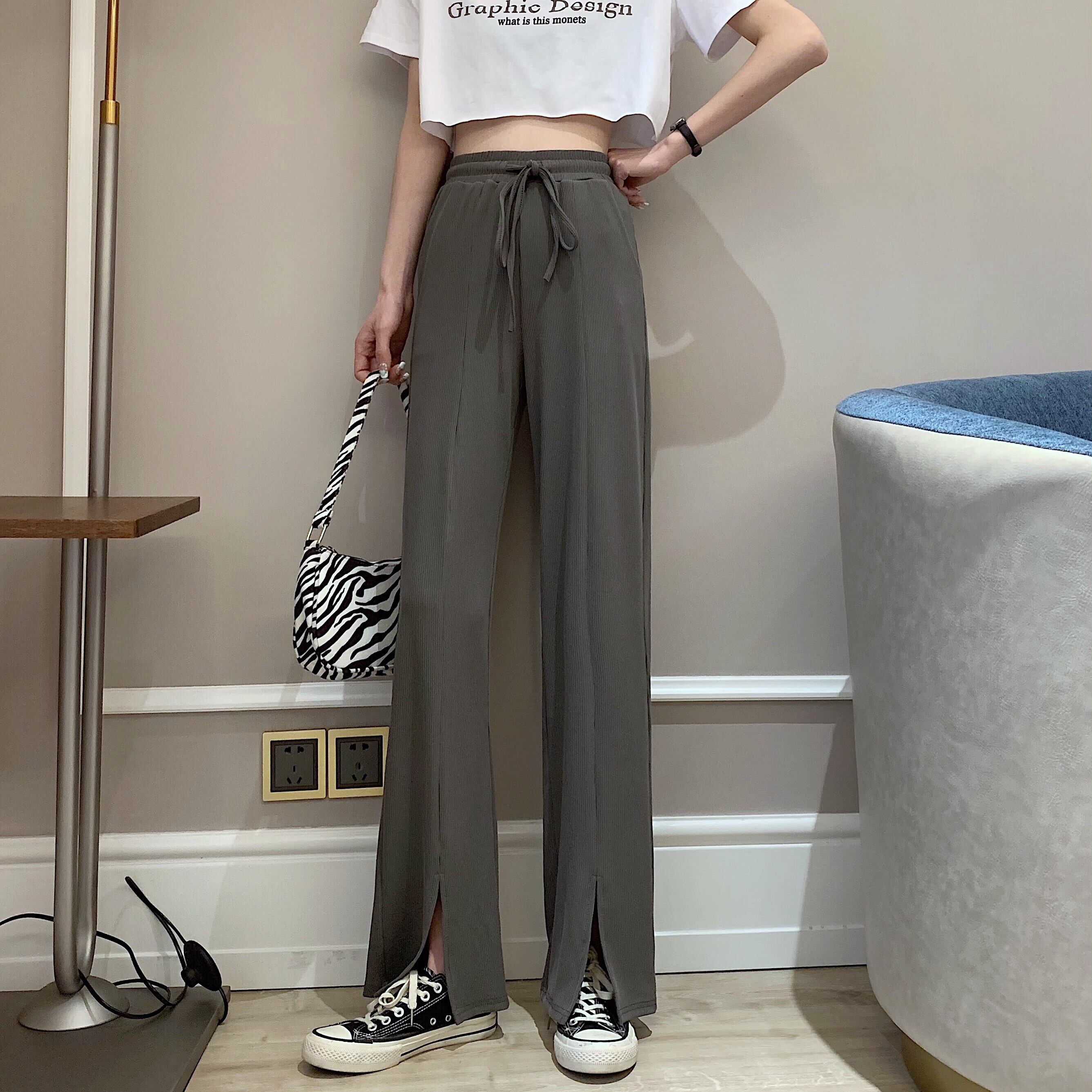 パンツ レディースサマールーズハイウェストウェストワイドレッグカジュアル 夏物 ワイドパンツ クレセントシティ86220899717