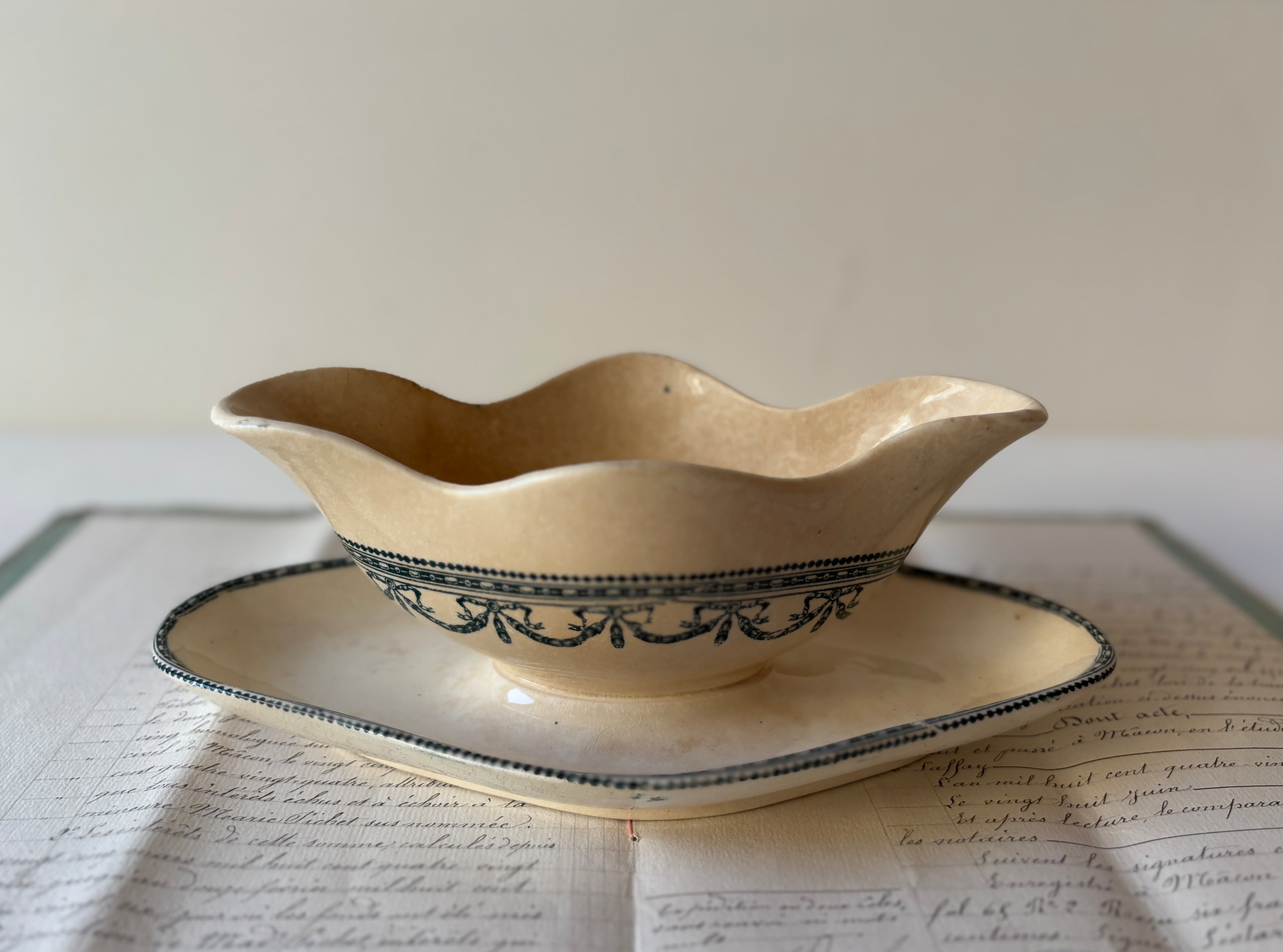 フランスアンティーク 美しく枯れたソーシエール リボンガーランド