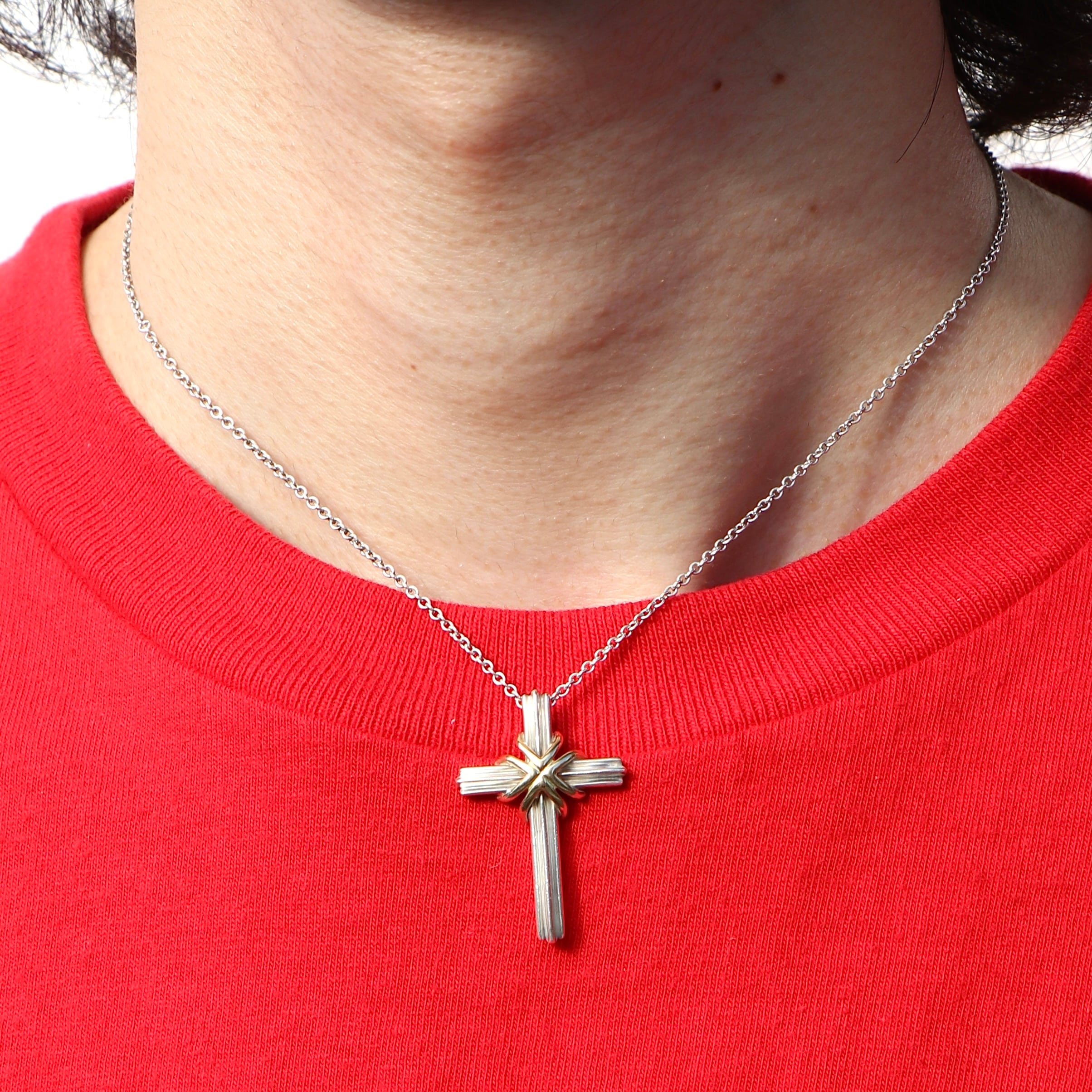 Tiffany&Co. ティファニー シグネチャー クロス コンビ ネックレス  