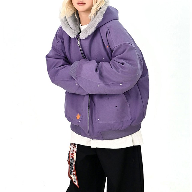 ペイントスプラッシュファーフーディブルゾン 2col R01245