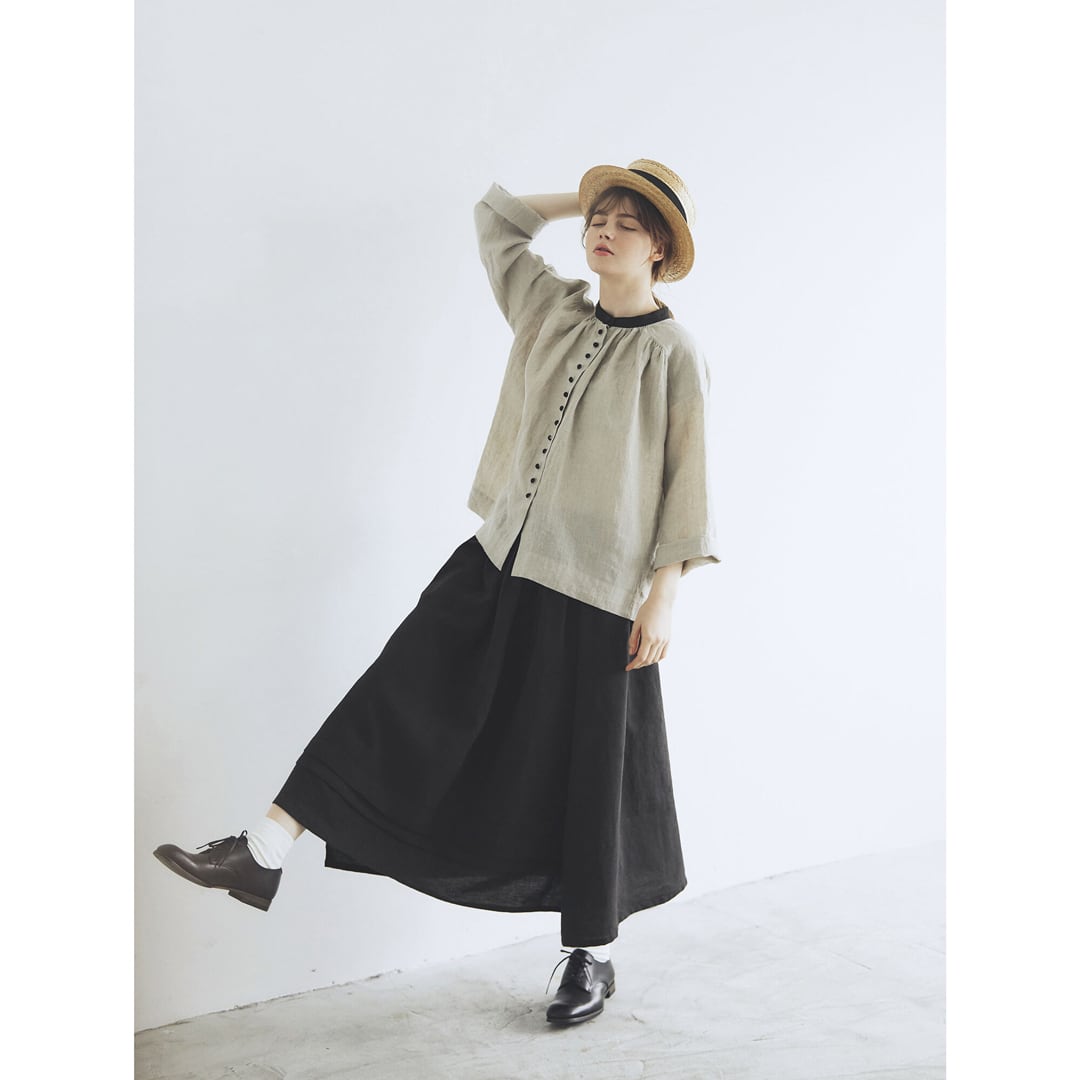 MAGALI マガリ ウォッシュドリネン・アンティーク・ブラウス・ベージュ 