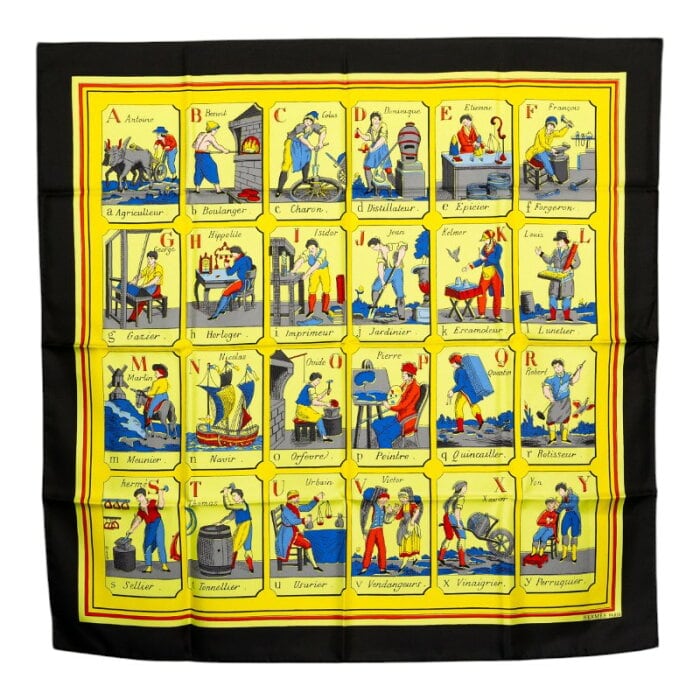 エルメス カレ90 L'ALPHABET DES METIERS 仕事のいろは スカーフ