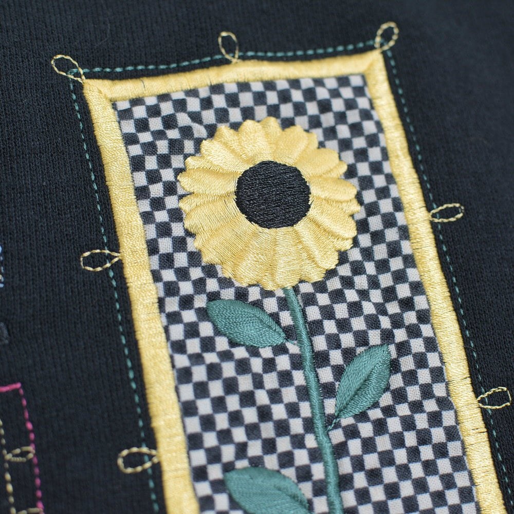 80～90s アメリカ製 top stitch フラワー刺繍 デザイン スウェット
