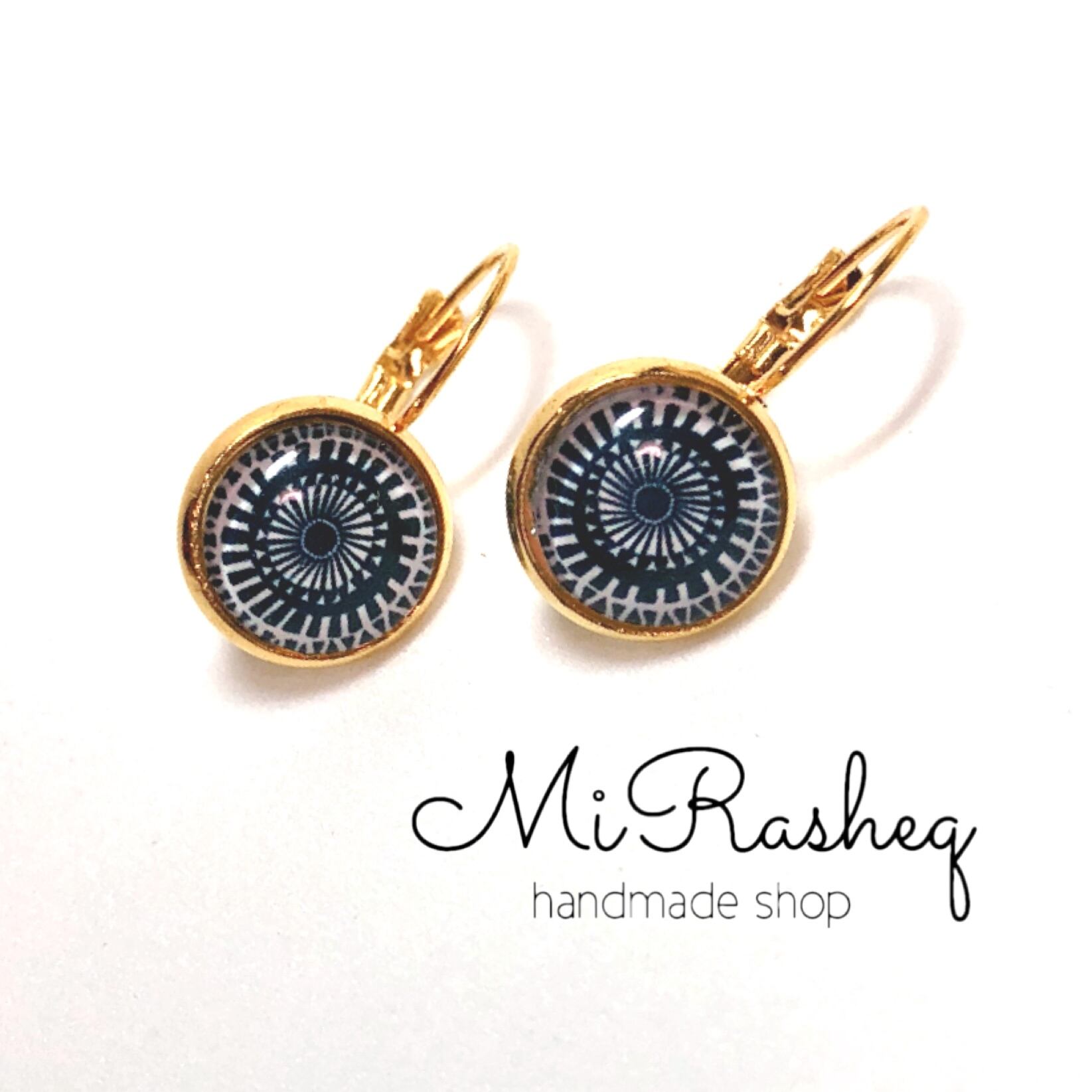 ガラスカボションのデザインフックピアス | MiRasheq