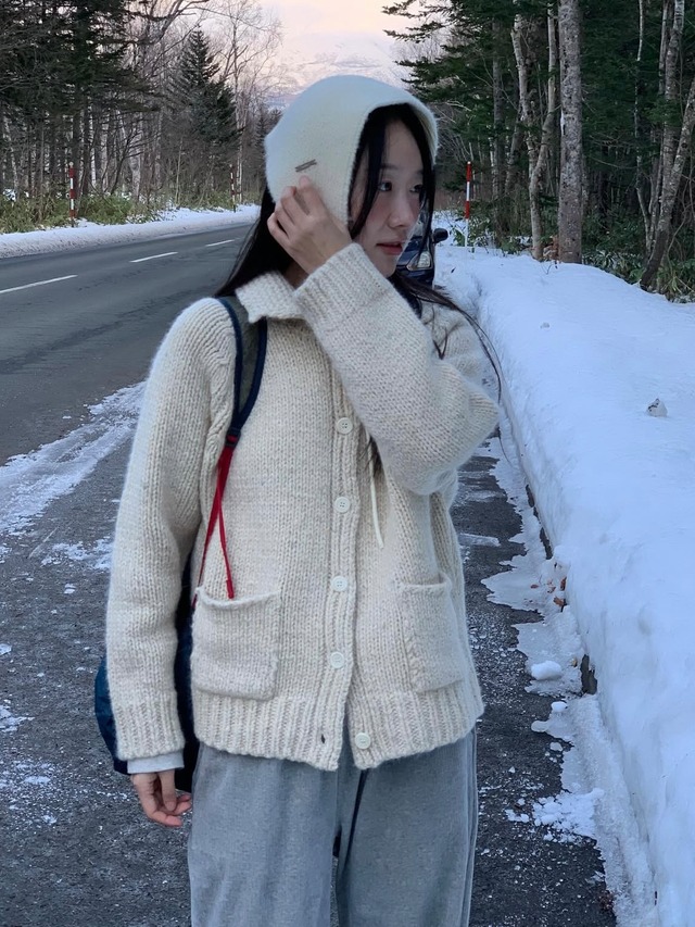 (予約) JINSIM / Winter rosy cardigan 2color