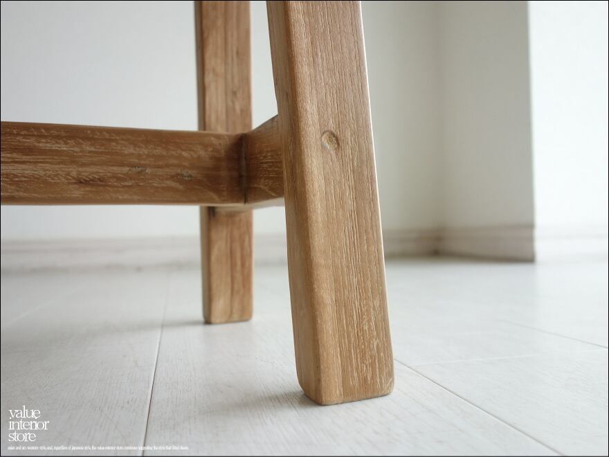 珍しい オールドチーク天然無垢材ナチュラル創作丸木脚ベンチM S木製