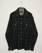 70s KINGS ROAD（Sears）Wool Plaid Open Collar Shirt