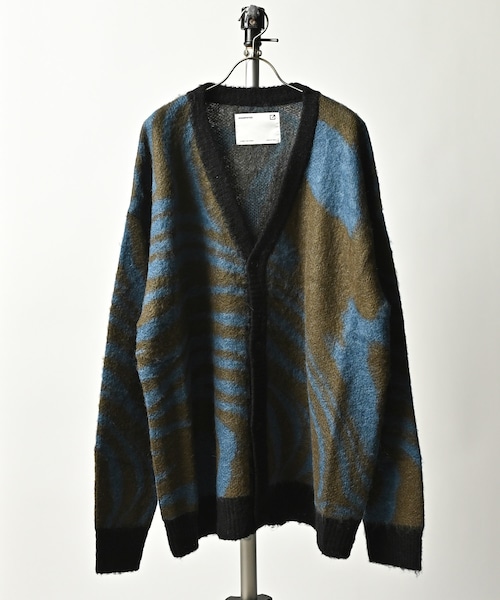 ADAM PATEK mohair mixed cardigan marble (KHA) AP2221029