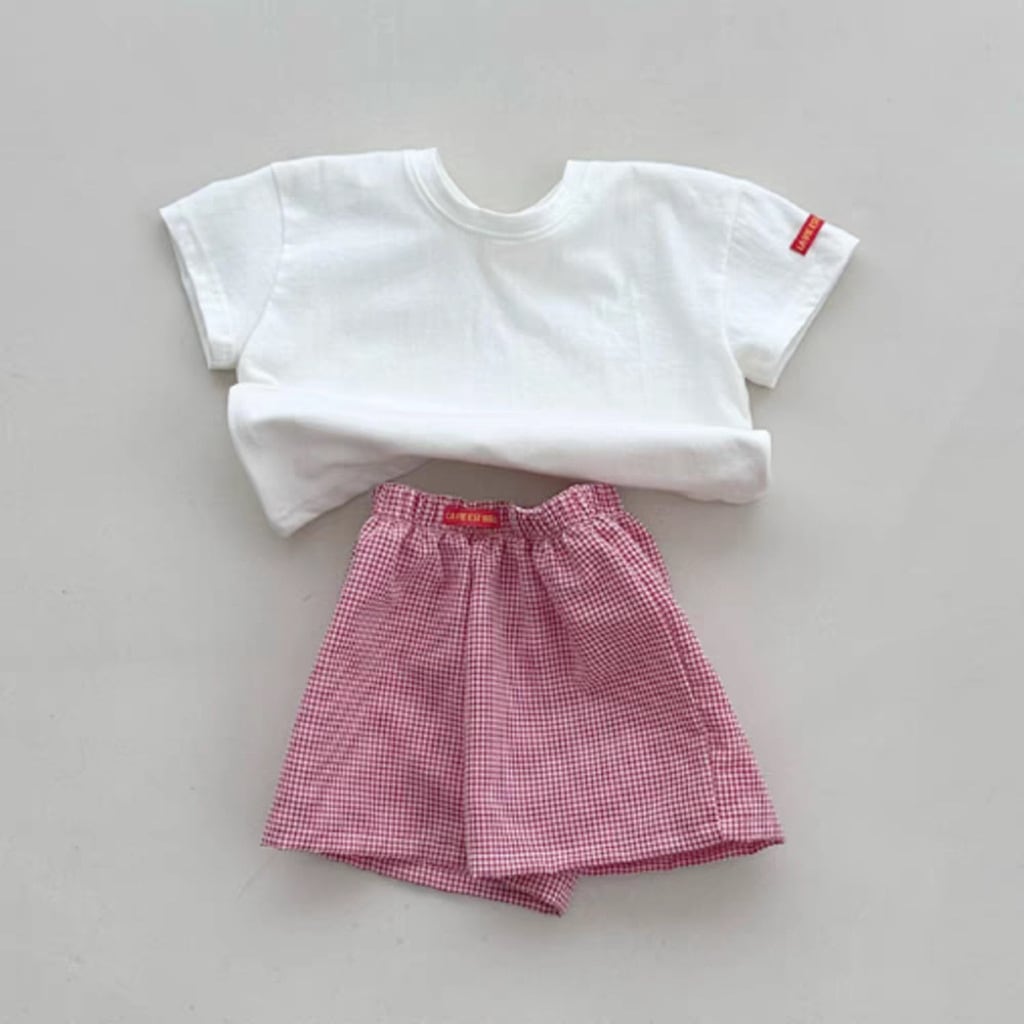BABY】無地Tシャツ＆チェックパンツセット | Dreambaby
