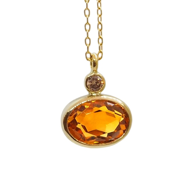 【Birthstone_11月】 K18YG citrine brown diamond necklace