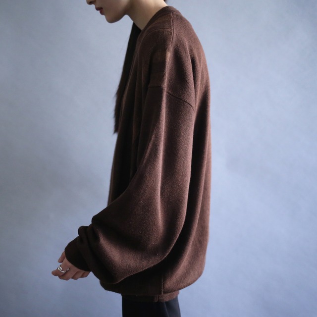 dark brown "gizagiza" square 3D knit pattern XXL over size sweater