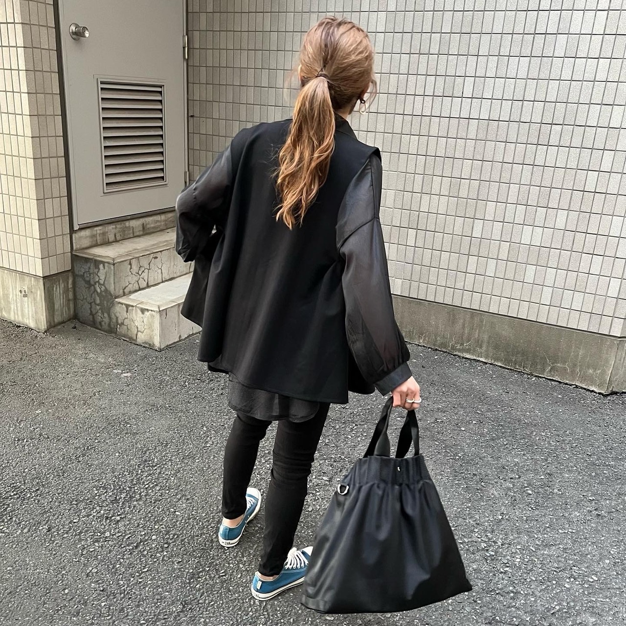 2wayプリーツバッグ【ハンドバッグ・ショルダーバッグ】／ブラック