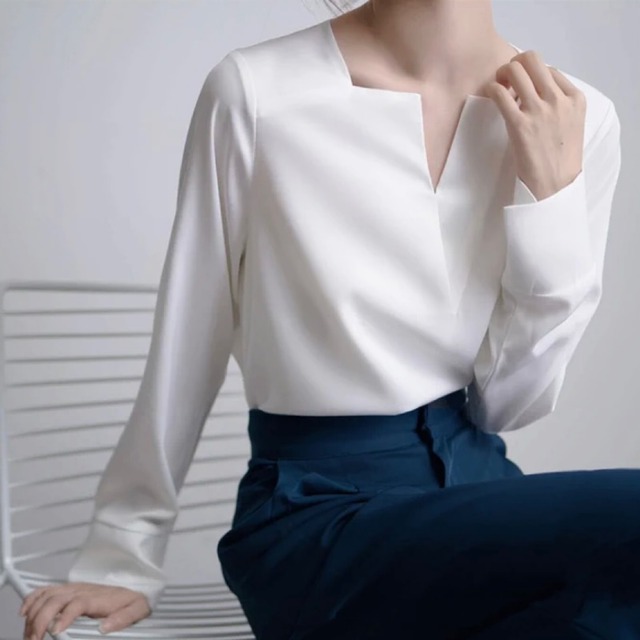 Vネック フレアスリーブブラウス  ◆2col　203155