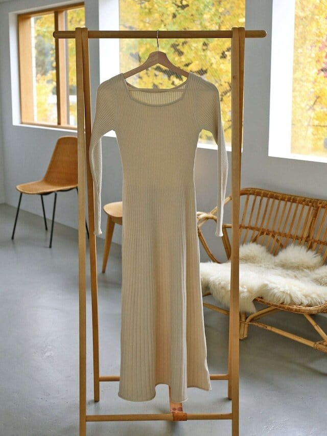 square-neck rib knit one-piece | Katrin TOKYO