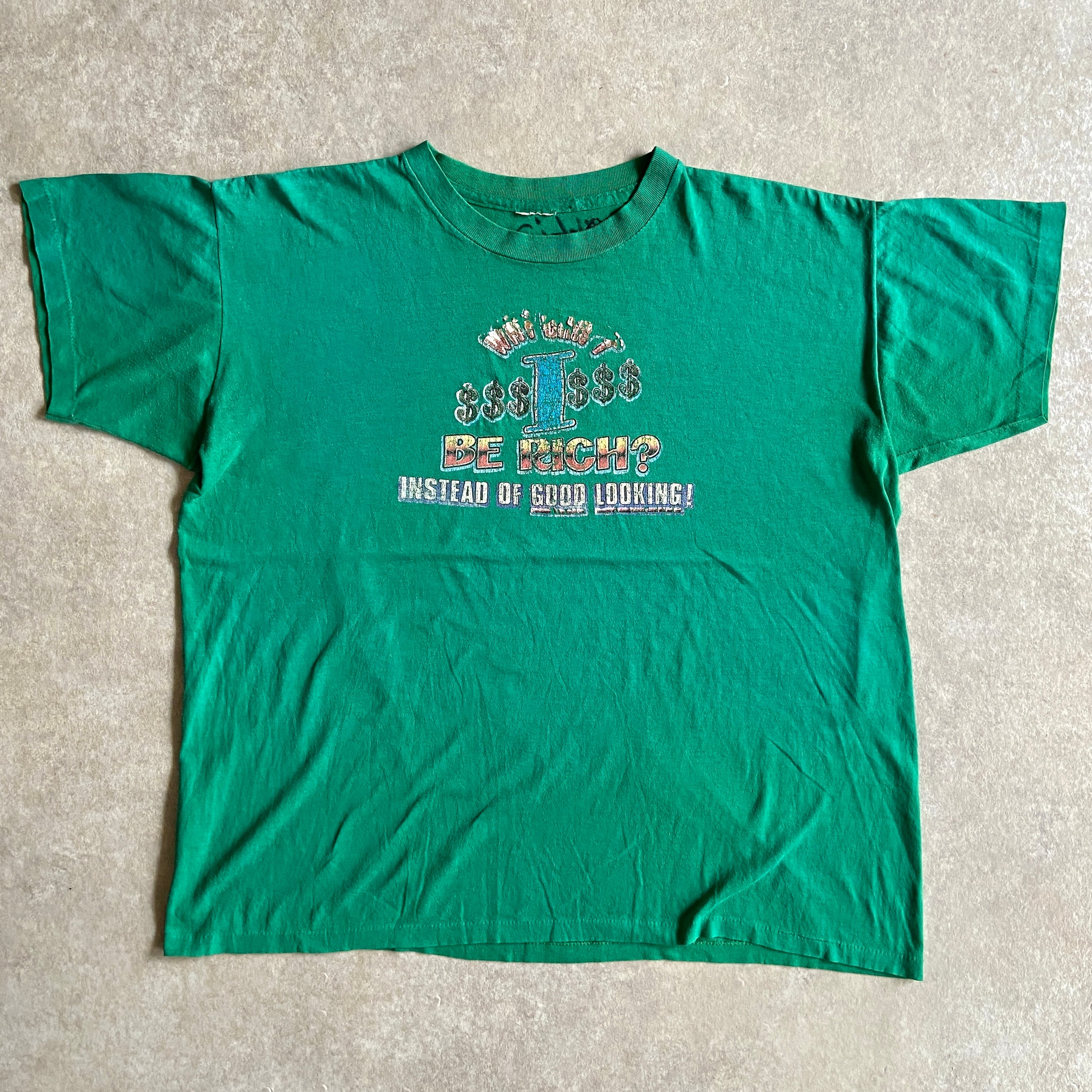 1980s BE RICH $$ Tee L位 H507