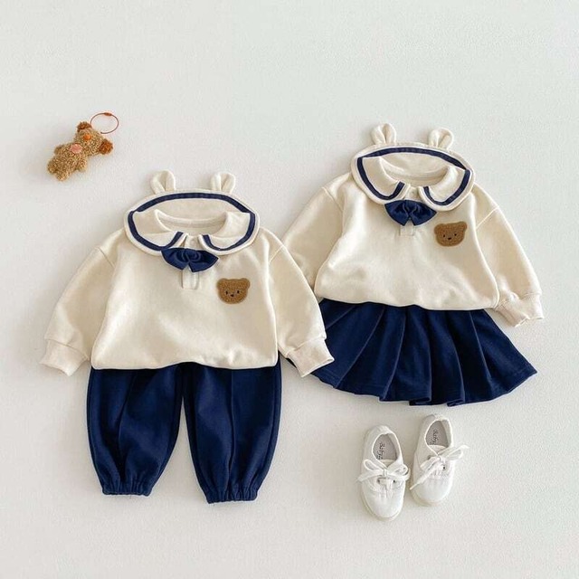 【春作】クマ柄セーラー風セットアップ