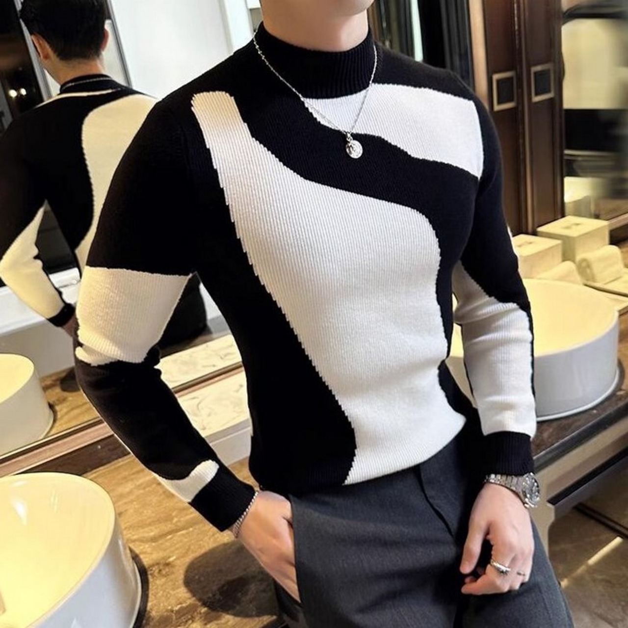 half turtleneck sweater 00245