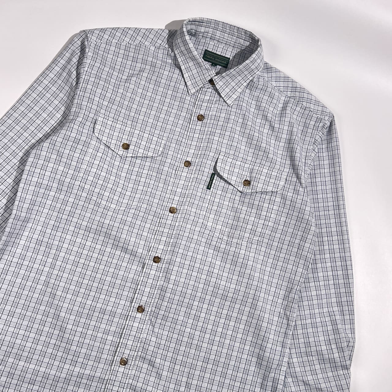 TARAS BOULBA タラスブルバ チェック 長袖シャツ ワークシャツ L/水色 ブルー系 メンズ アシックス製 アウトドア