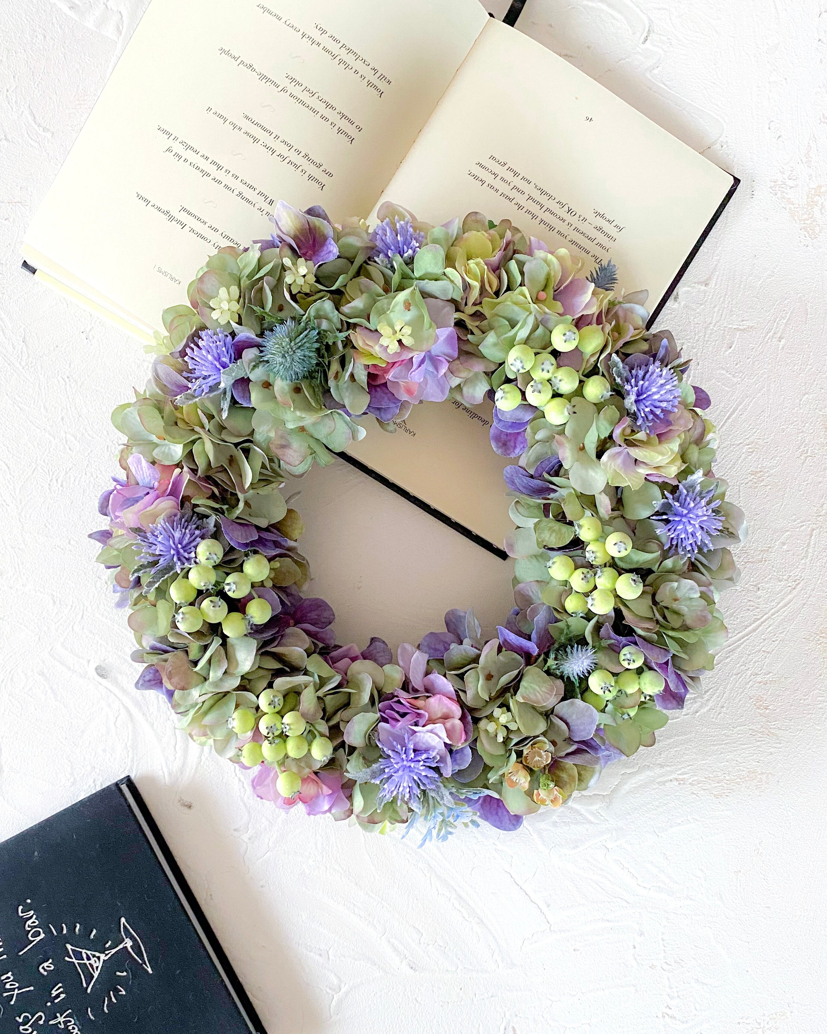 poko♡向日葵＆紫陽花　はフラワーリース poko様専用向日葵＆紫陽花 はフラワーリース 向日葵サマーリース 夏