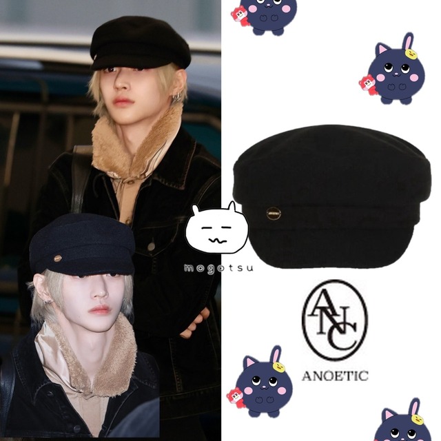 ★RIIZE ウォンビン 着用！！【ANOETIC】ANC NEWSBOY CAP_BLACK