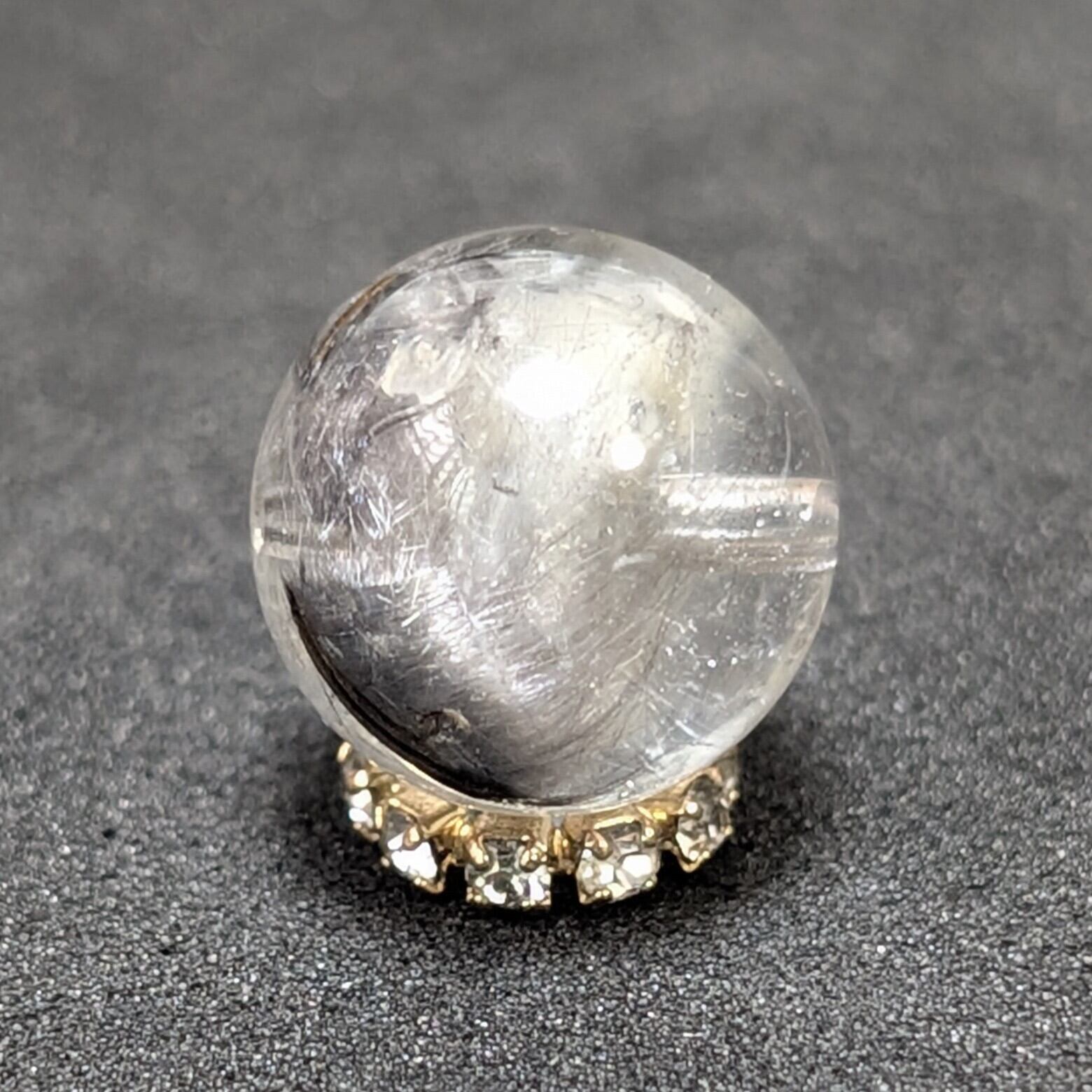 【鉱物の宝箱】プラチナルチルクォーツ 一点物 11ミリ 粒売り 貫通穴あり Plt41【鉱物の宝箱】プラチナルチルクォーツ 一点物 11ミリ 粒売り