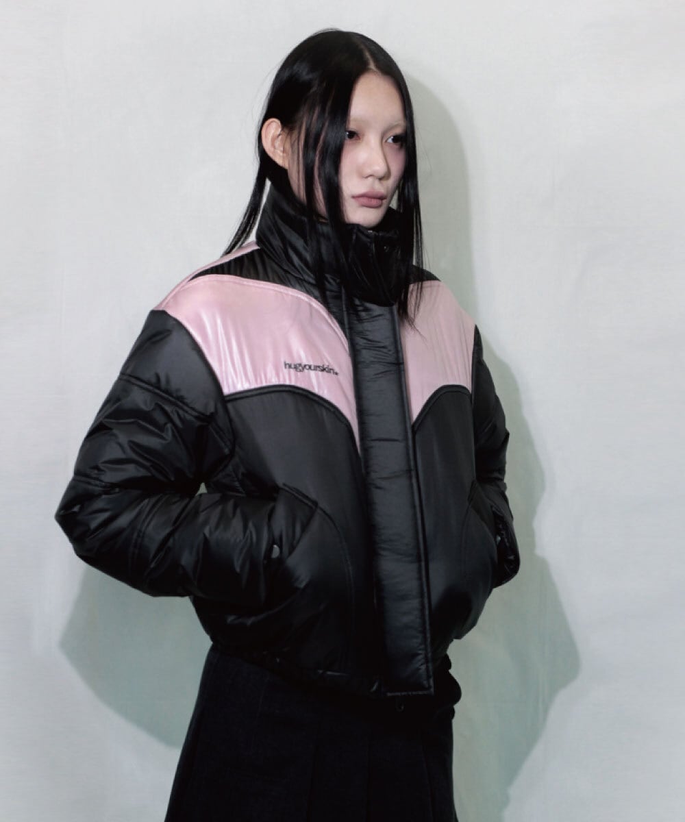 hug your skin] puffer jacket (pink black) 正規品 韓国ブランド 韓国