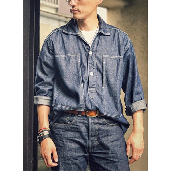 Front button design denim shirt P772