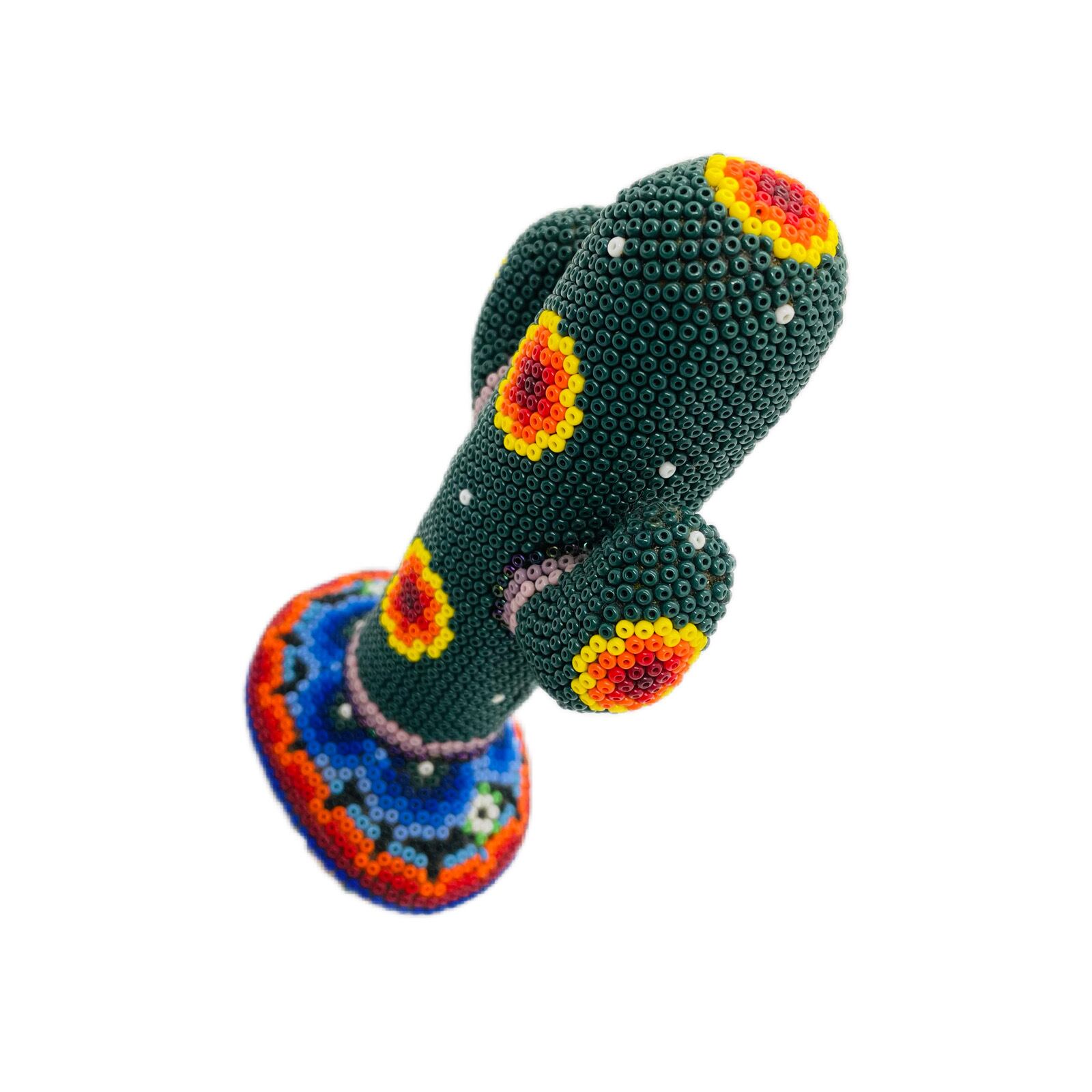 ウィチョル族ビーズアートオブジェ サボテン Huichol Bead Art Object