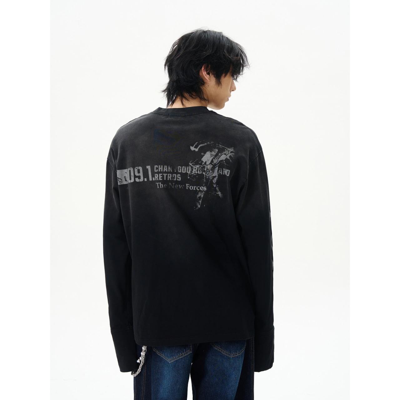 ストリート ダメージ加工 ロングTシャツ T1631