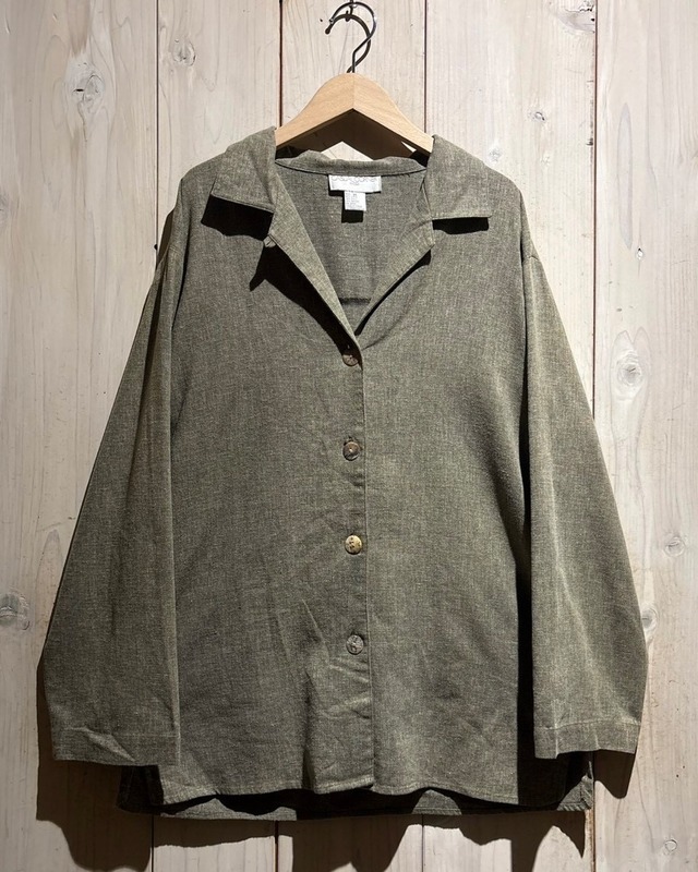 【a.k.a.C.a.k.a vintage】Natural Brown Color Vintage Loose Open Collar Shirt Jacket