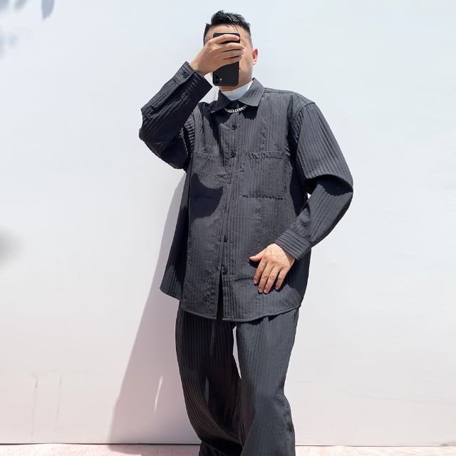 予約販売】メンズ セットアップ メンズ シャツ カジュアル 男前 無地