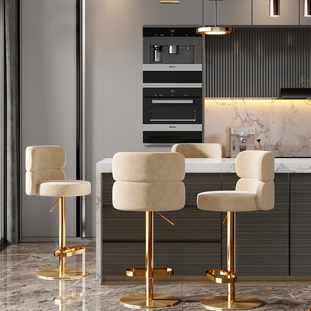 バー チェア ラグジュアリー 回転式 椅子 イス ハイチェア 高さ調節 可能 おしゃれ かわいい インテリア 北欧 バー スツール ダイニング カフェ 高級感 4カラー