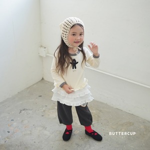 【Butter cup】NO.1フリルラビットT 80〜110cm グレー 241019