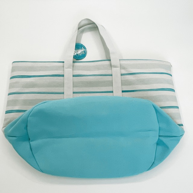 ファスナー付きトートバッグ(ストライプ)37×57×25cm レッスンバッグ ビーチ 大容量 マザーズバッグ