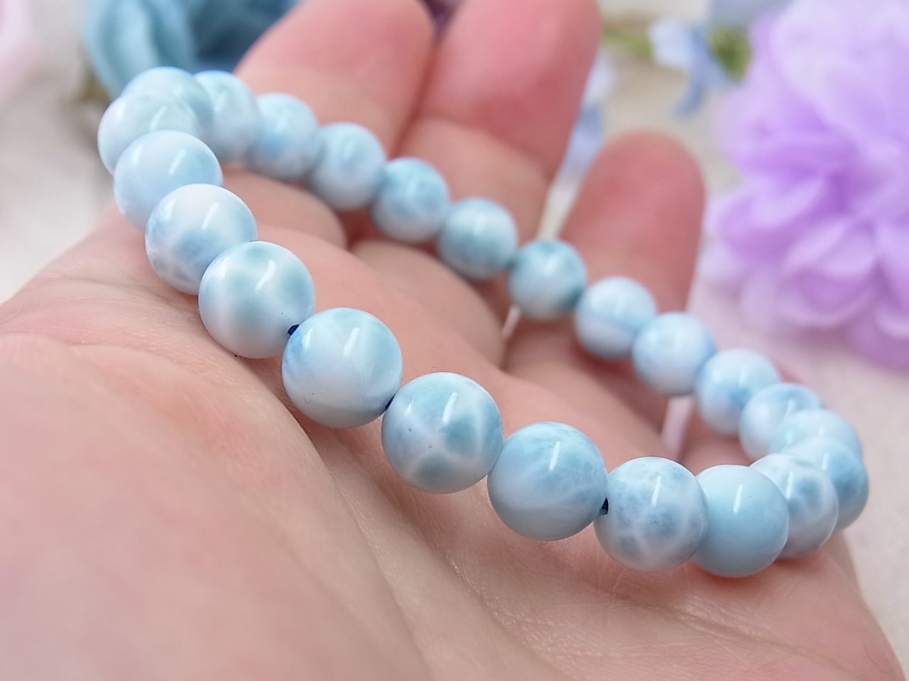 【良質,大玉】ラリマー　ブレスレット　美品　希少　天然　平和 良質,大玉】ラリマー ブレスレット 美品 希少 天然 平和 良質,大玉