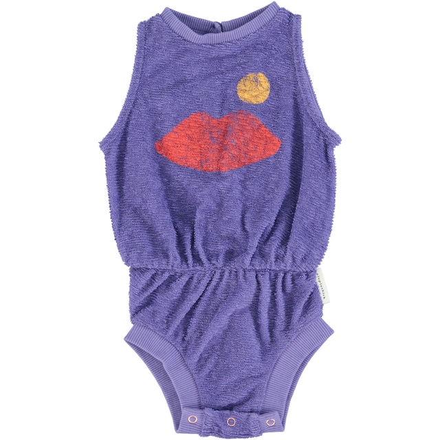 【24SS】piupiuchick(ピウピウチック) nosleeve all-in-one purple w/ lips print (12m/24m)オールインワン　